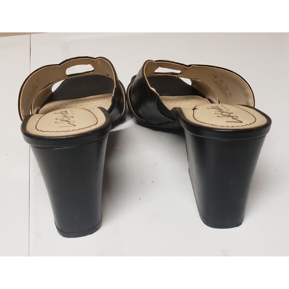 Life Stride Soft System Open Toe Leather Block Heel Black Sandals Sz 10 M PO Exc - Picture 9 of 13